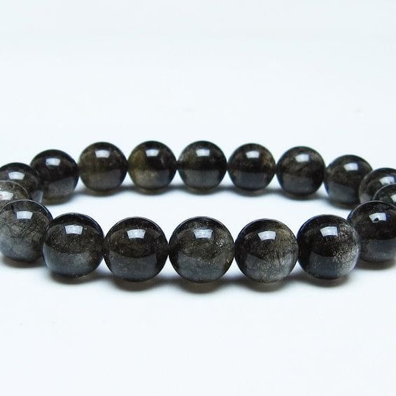 ブラックルチルクォーツ ブレスレット 12mm ブラックトルマリン トルマリネイテッドクォーツ 一点物 メール便可 [M便 1/10] 111-47037