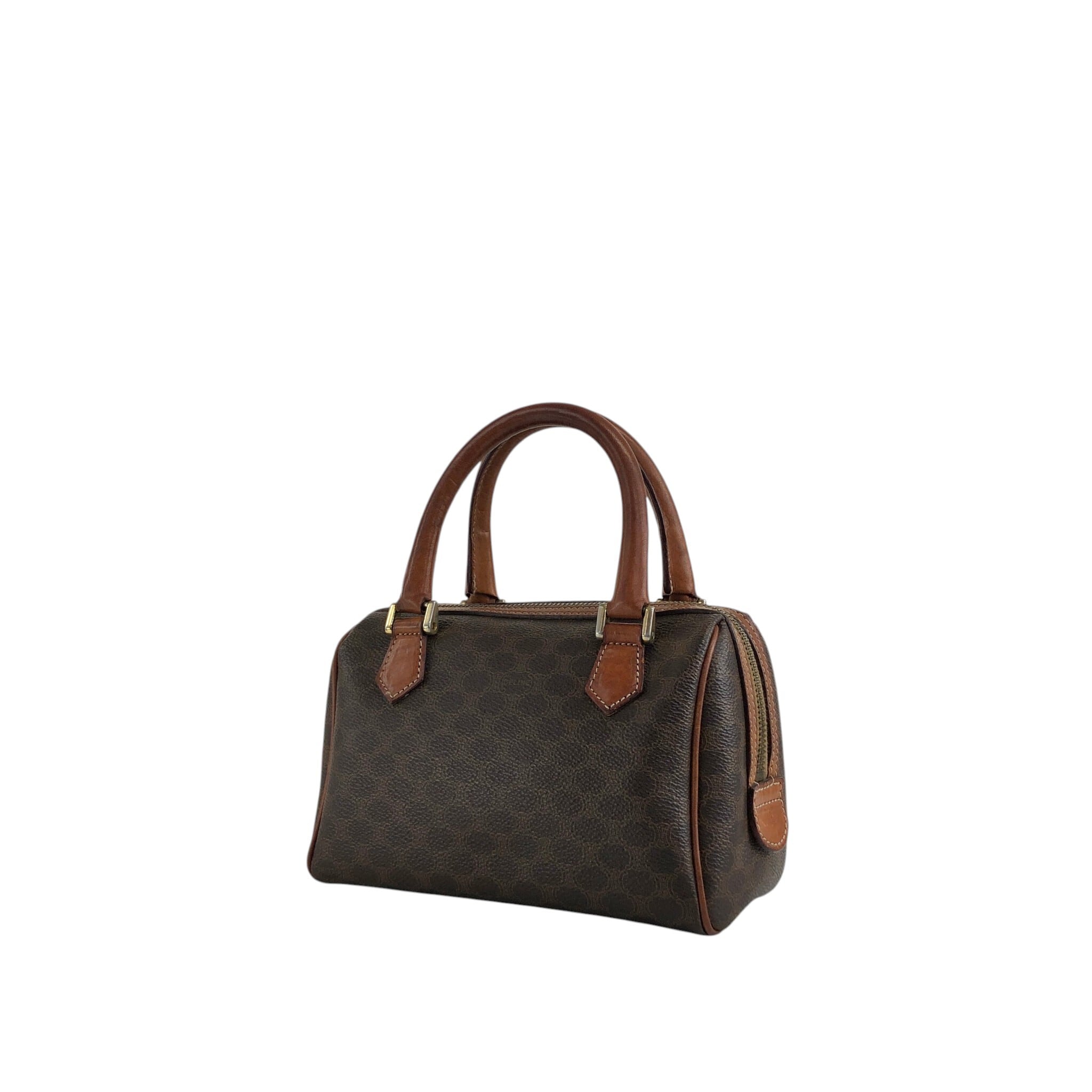 CELINE セリーヌ マカダム ショルダーバッグ ブラウン PVC レザー 2way