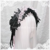 ♡ Gothic feather オーガンジーフリルリボンヘッドドレス red ♡