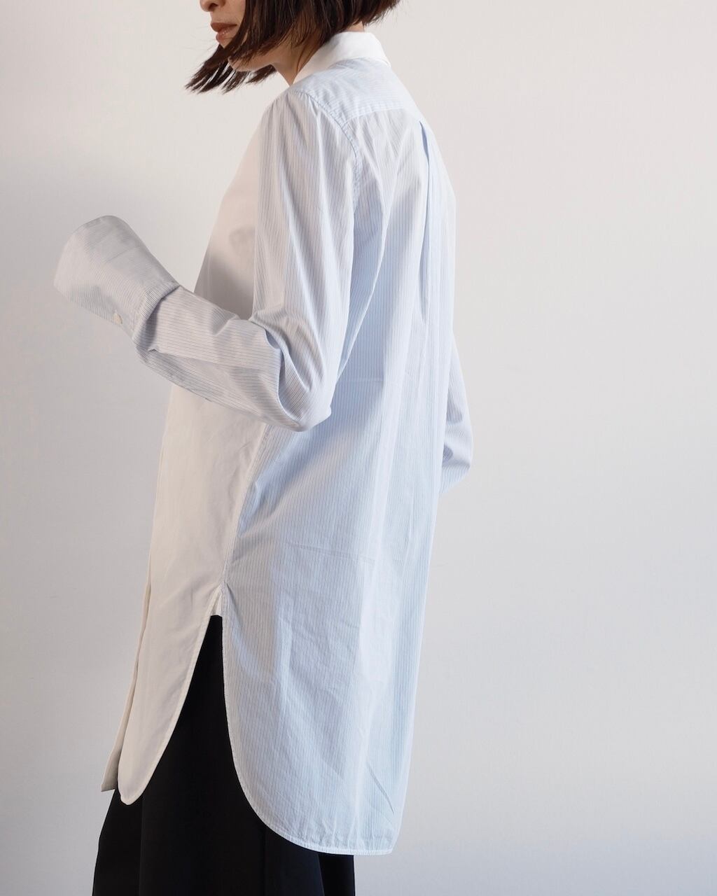 CÉLINE by Phoebe philo CONTRAST PANEL LONG SHIRT | dear closet