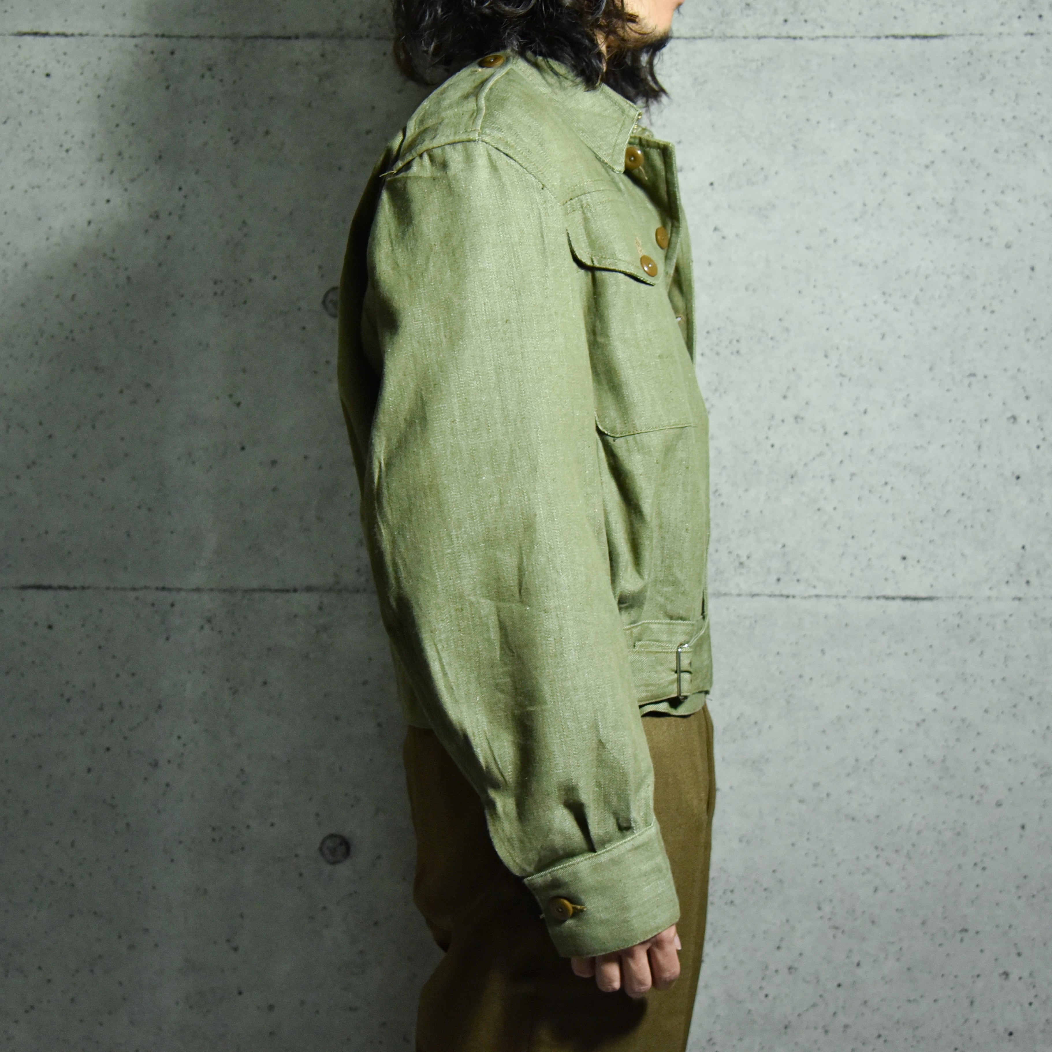 DEAD STOCK】50s British Army Green Denim Battle Dress Jacket