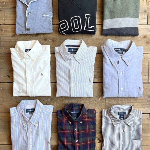 1点物◇RLラルフローレン長袖POLO白シャツ古着SメンズレディースOK