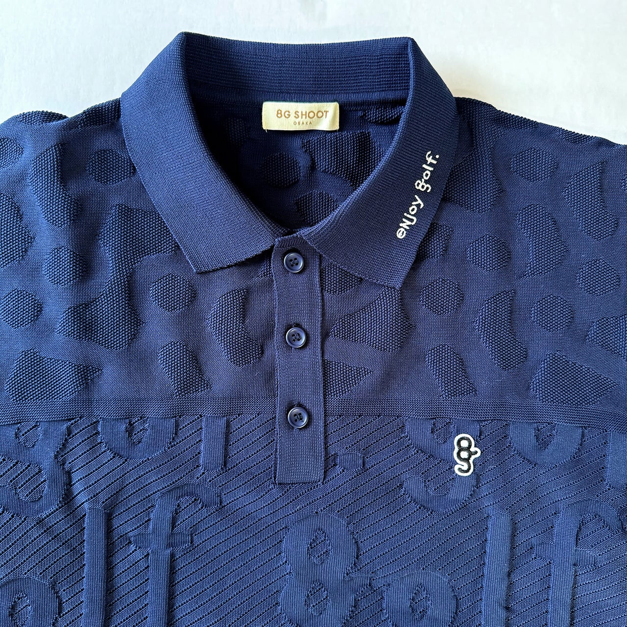 新品】8gshoot LOGO JACQUARD KNIT POLO ネイビー