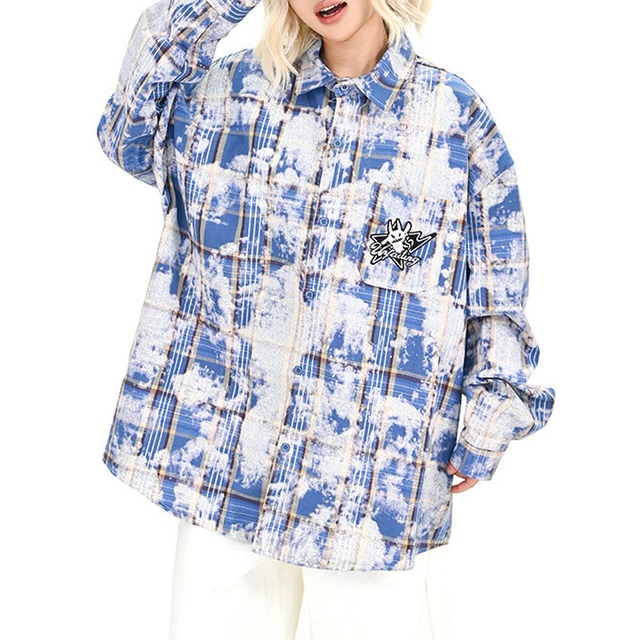 ペイントブリーチチェックルーズシャツ 2col   R01711