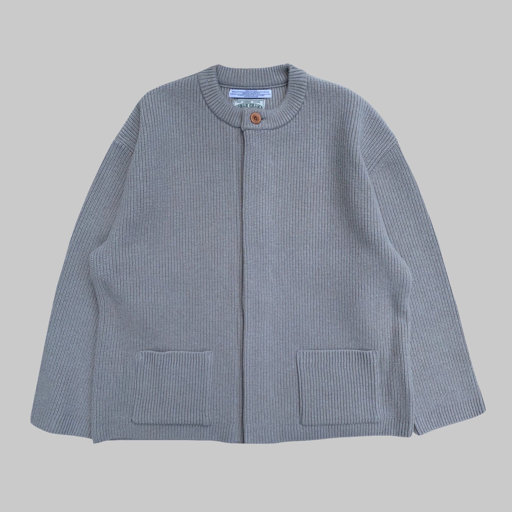 Woolen Crewneck Flyfront Cardigan -SAX MIX- | ChahChah | 公式通販サイト(チャーチャー)