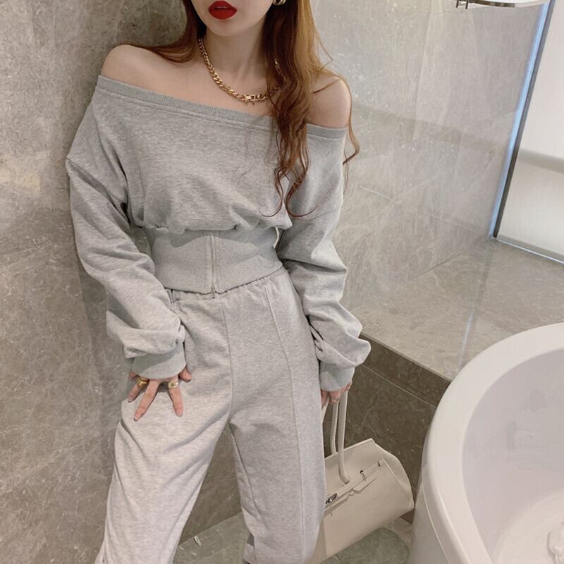 オータムウェストショートトップス ハイウェスト 秋物 ガールズファッション93255567936