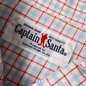 Captain Santa キャプテンサンタ チェック BD ボタンダウン 半袖シャツ L/水色系 メンズ ジョイマークデザイン