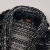 カシミヤ100% DANY DALHAN ダニーダルハン ボーダー デザイン ニット カーディガン 羽織 F/グレー系 レディース