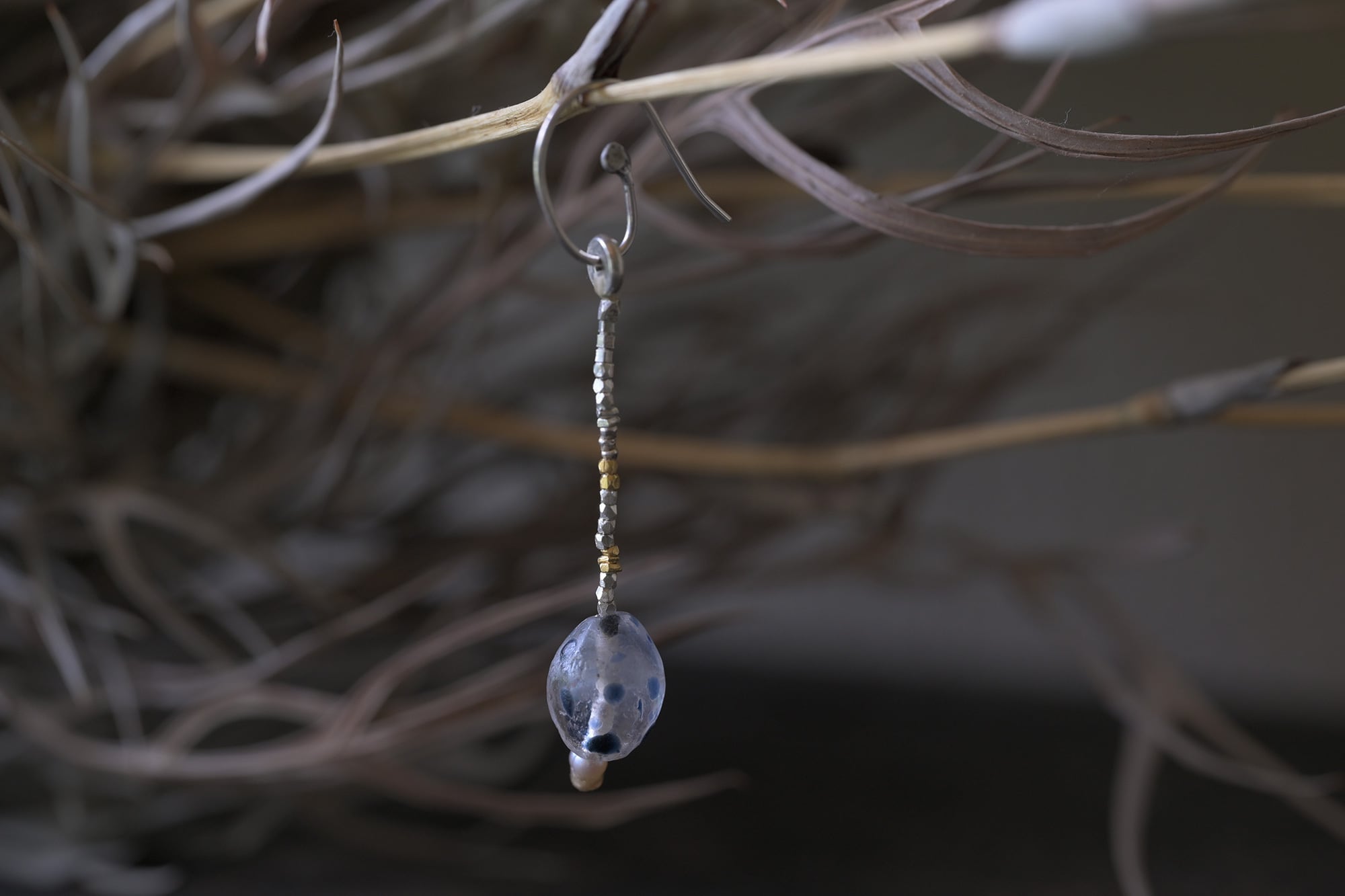 MLP2608-119 muule / Antique crystal + 山岳民族のシルバーの耳飾り
