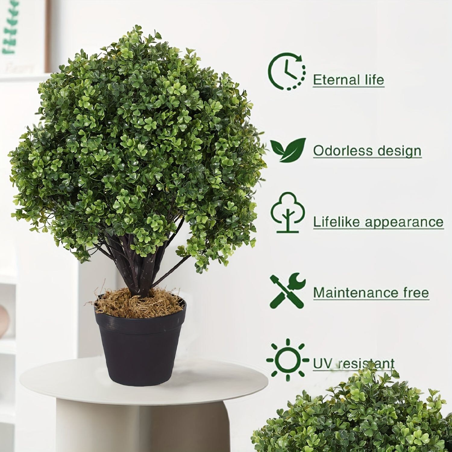 ツゲの木 2個セット フェイクグリーン 人工観葉植物 ホームインテリア