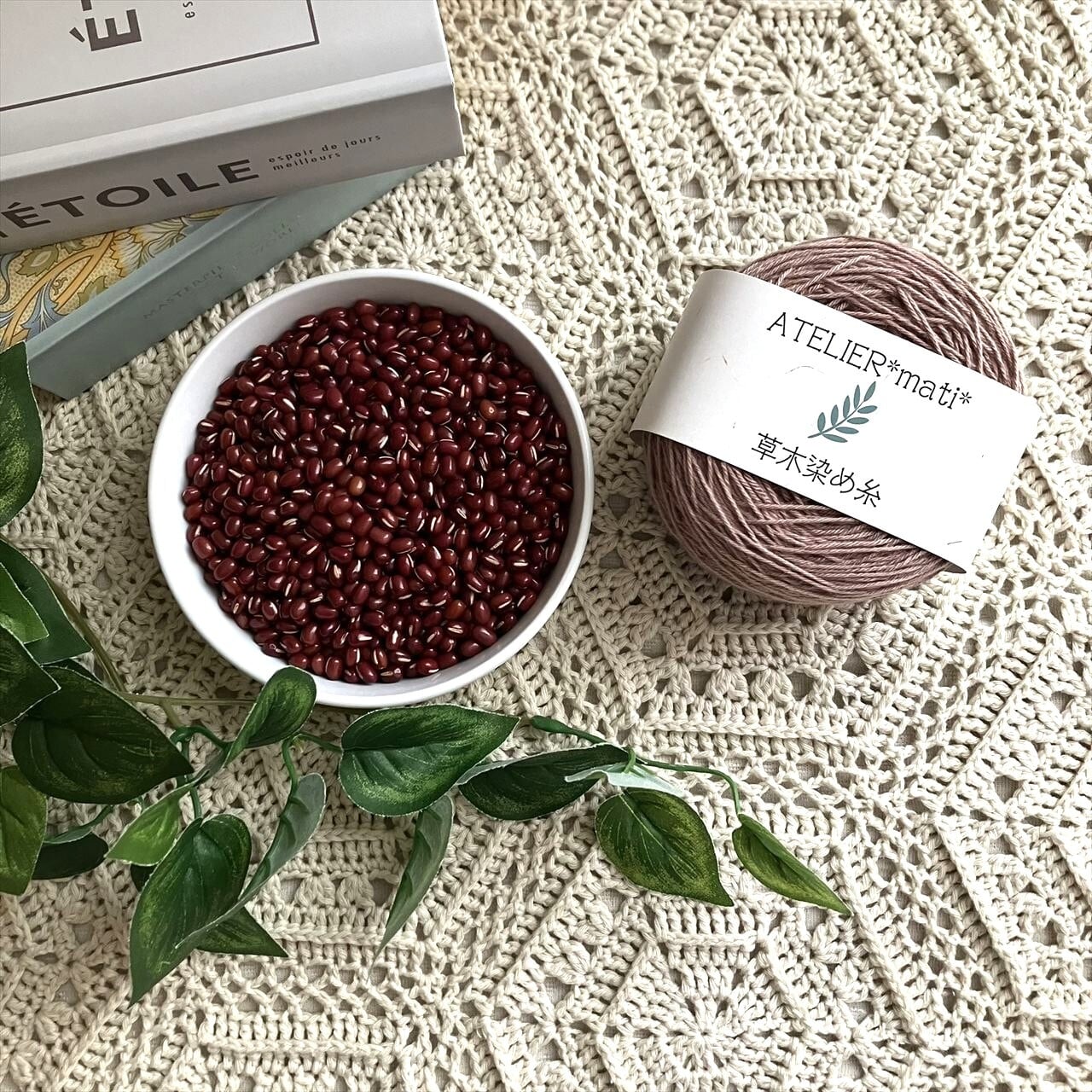 【草木染め糸】スーパーウォッシュメリノ 小豆染め(95g)