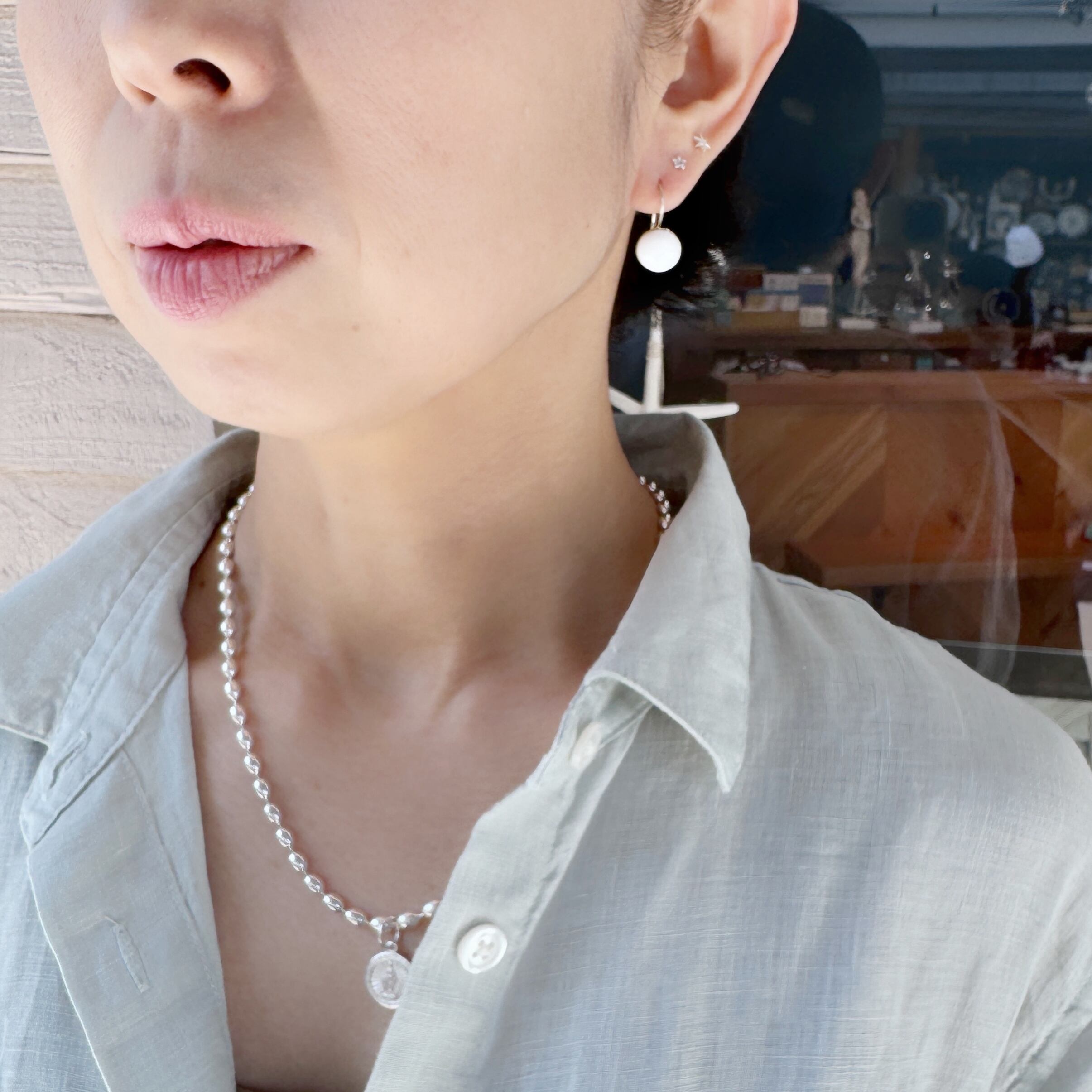 ホワイトアゲート ピアス ラウンド ホワイトアゲート フック ピアス | 【公式通販】鎌倉の