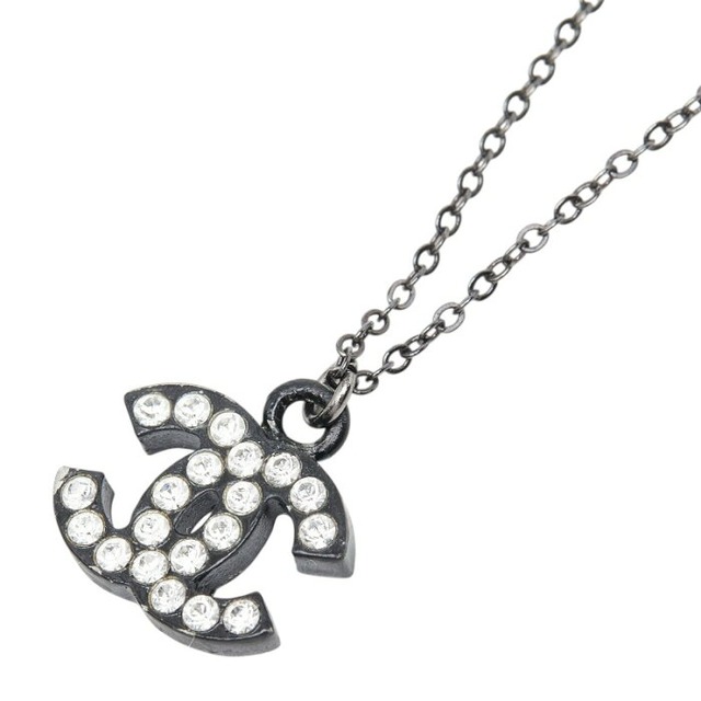 シャネル ココマーク ネックレス ブラック メタル ラインストーン レディース CHANEL 【中古】
