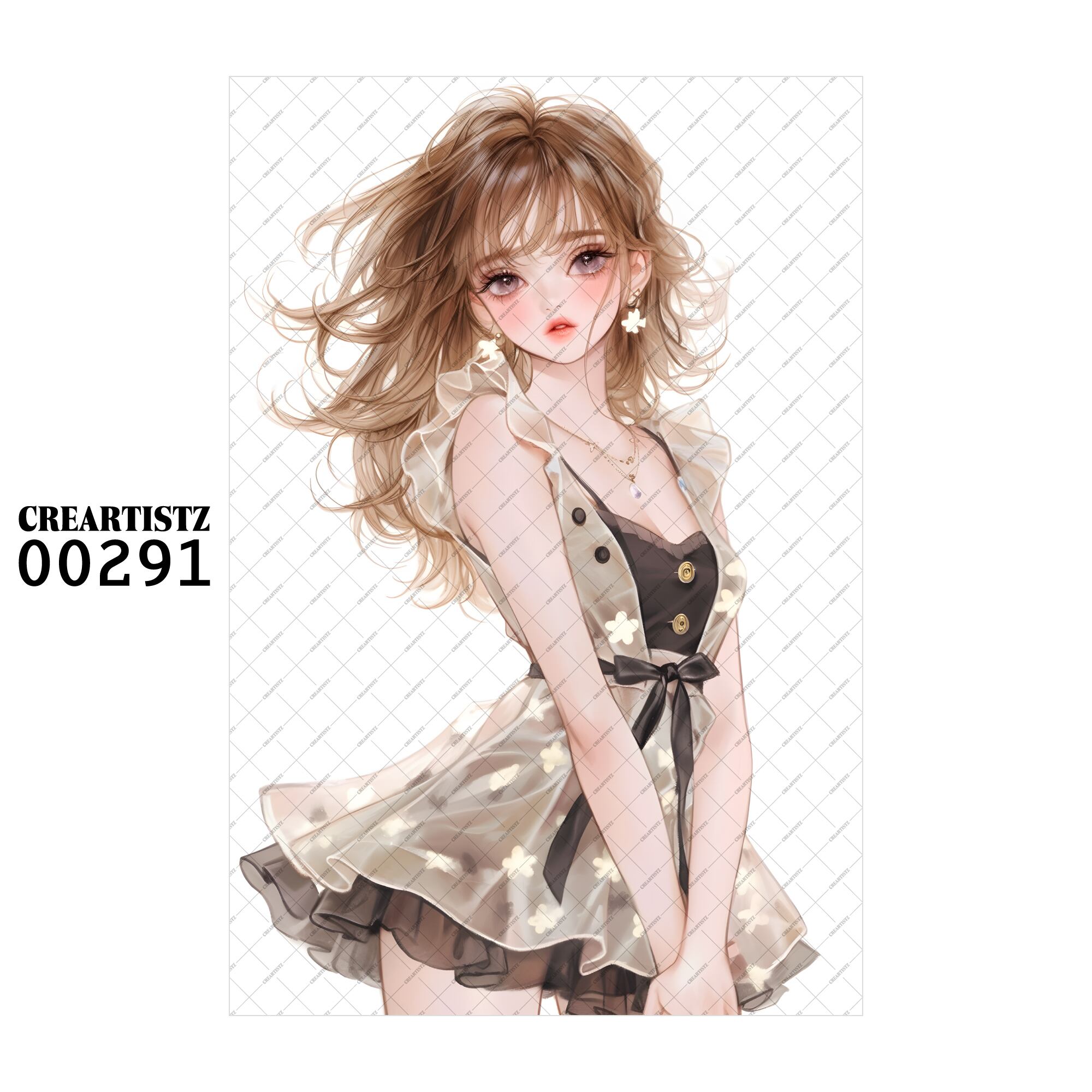 00291 ガール キュート オリジナル ペーパー/ステッカー 4枚セット CREARTISTZ