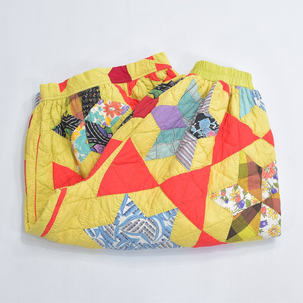 Remake リメイク ヴィンテージ パッチワークキルト ハンドメイド デザイン スーパーバルーンシルエット イージーパンツ 再構築 ツギハギ コットン 六芒星 ビンテージ W62~100cm
