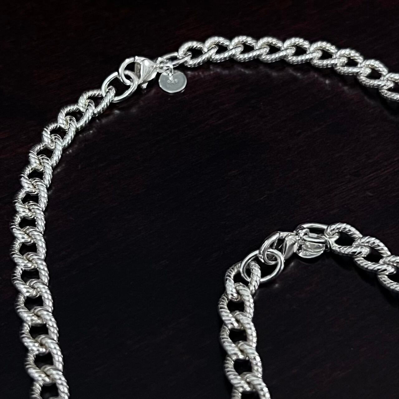 VINTAGE TIFFANY & CO. Rope Pattern Curb Chain Bracelet & Necklace