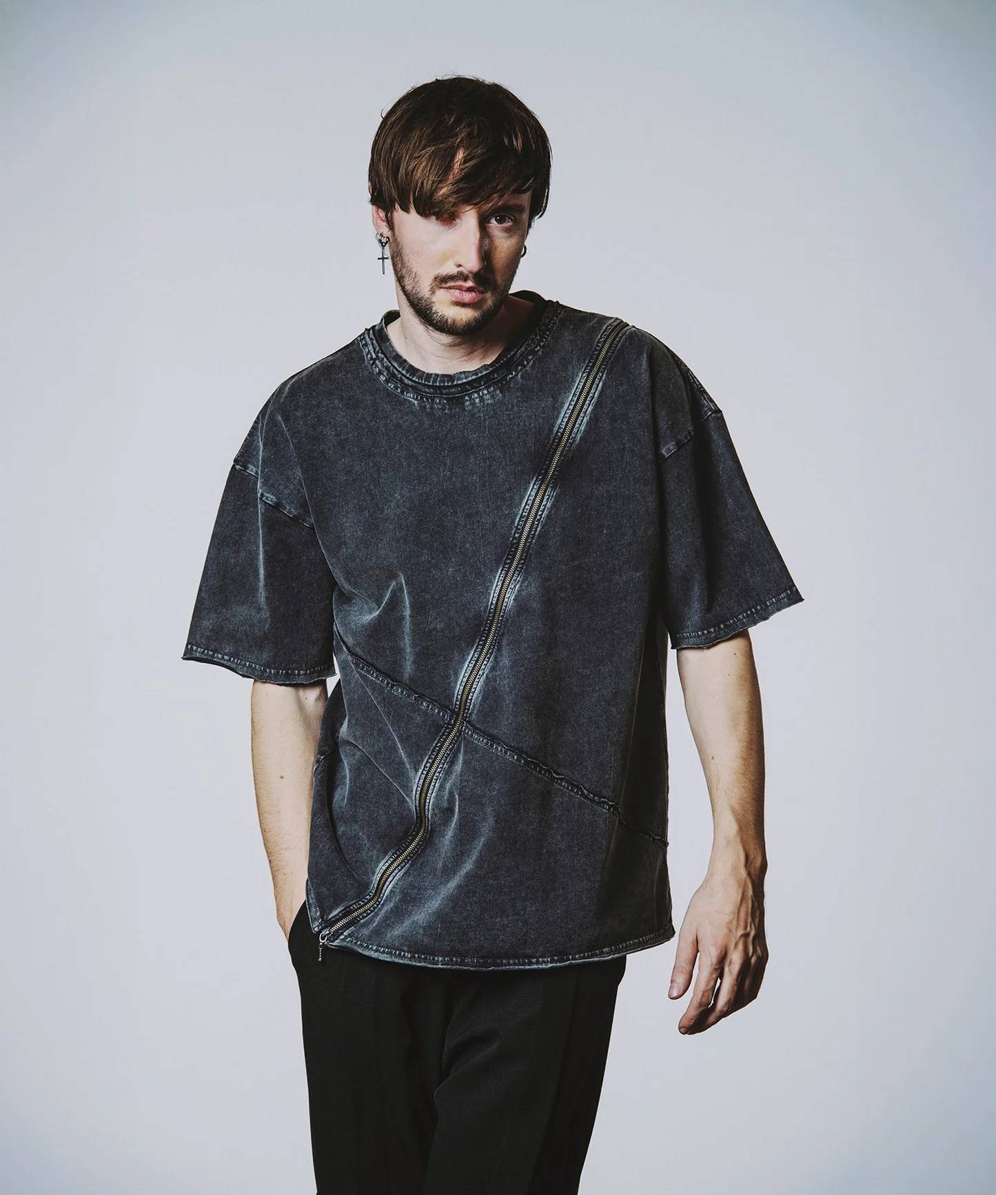 ノーアイディー noid 半袖Tシャツ NOID. メンズ マルチシームZIP BIG-T