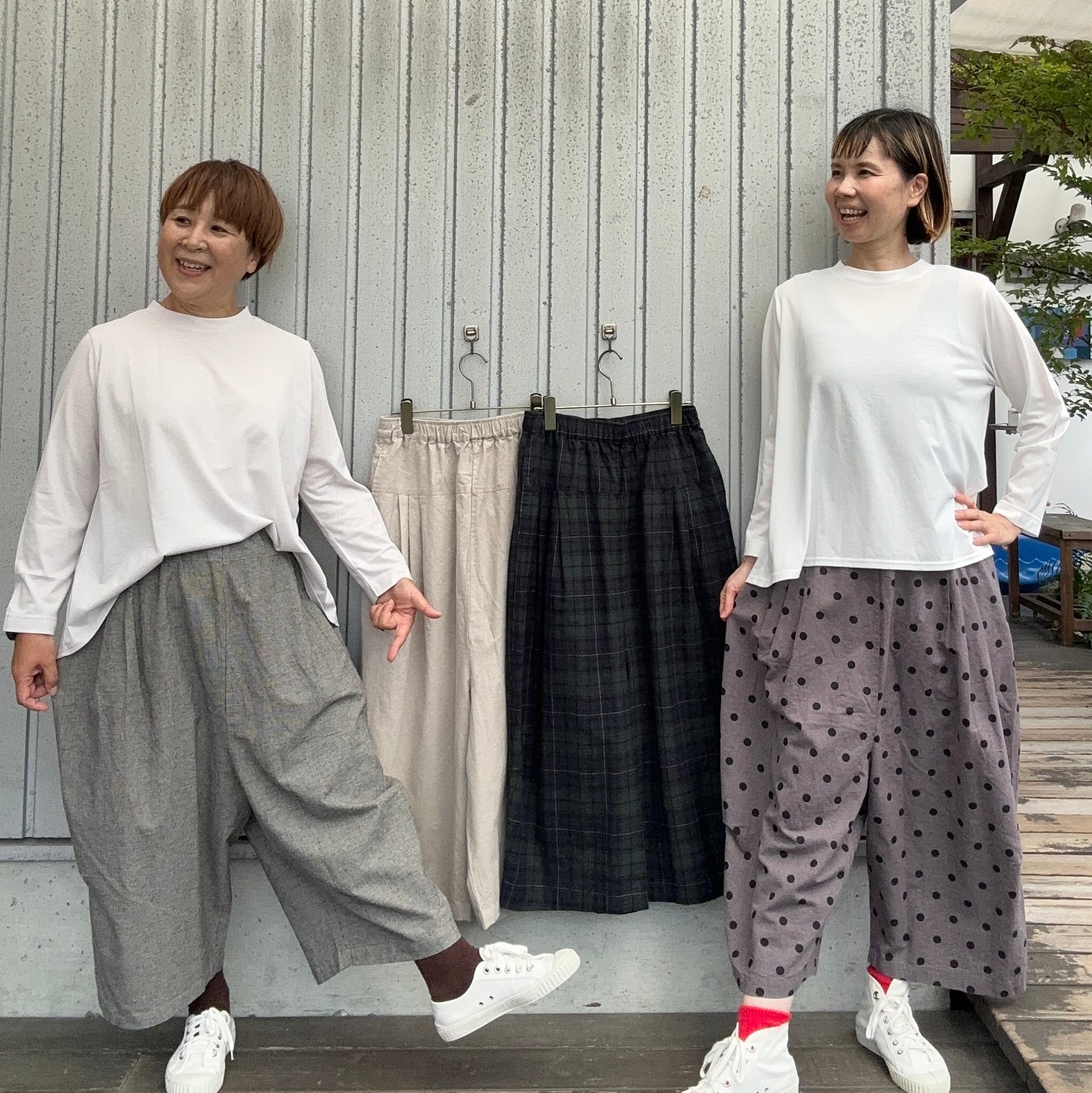 無地・ドット・千鳥・ブラックウォッチのサルエルパンツ