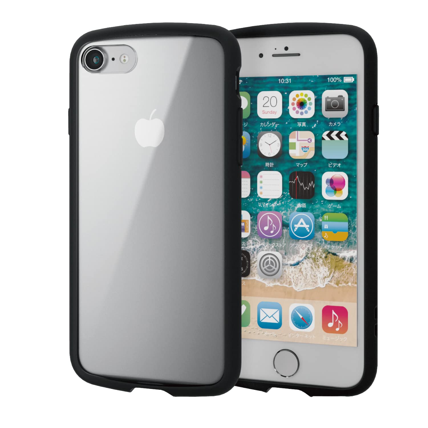 エレコム iPhone SE (第2世代/第3世代) / 8 / 7 用 ケース 耐衝撃 背面クリア TOUGH SLIM LITE ブラック PM-A22STSLFCBK