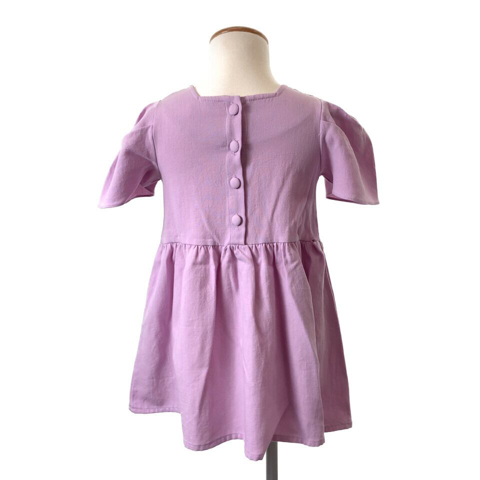 Fluffy ワンピース パフスリーブ ワンピース チュニック ラベンダー パープル Herb Angel Order お洒落で可愛い韓国子供服の通販ショップ