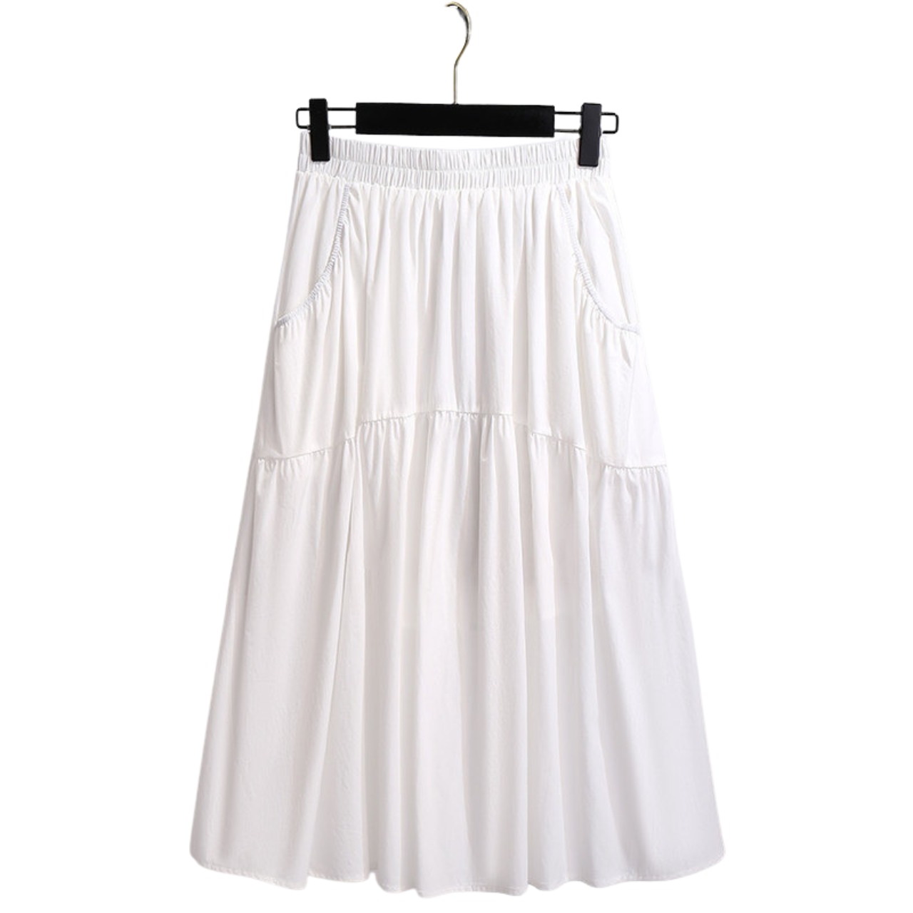 ギャザー ウエストゴム マキシ丈 Aラインスカート 　全2色　 00073