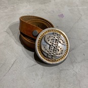 DOLCE & GABBANA, Leather Belt with Spinning Buckle