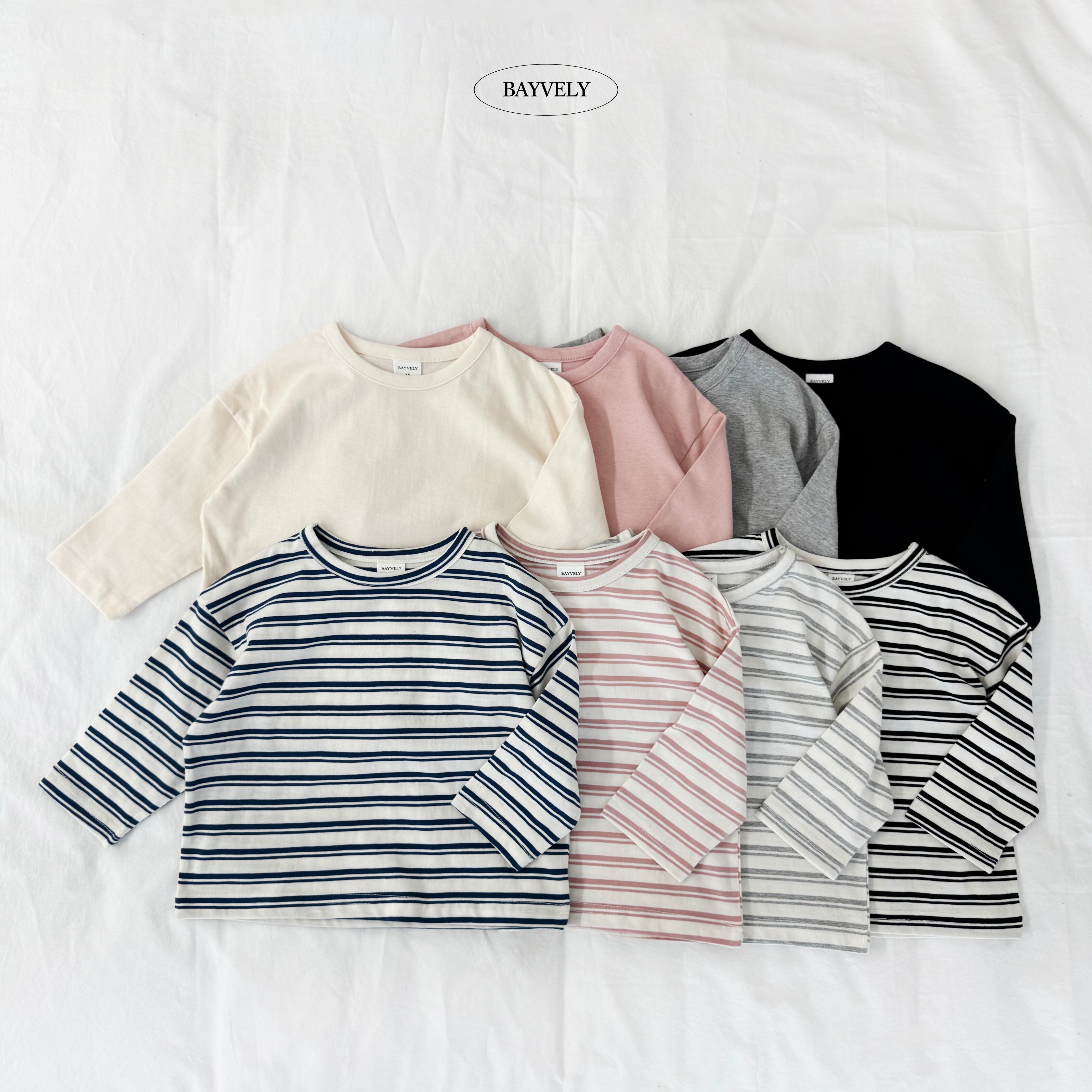 1+1 plain&stripe tee【BAYVELY】※9月中旬発送予定