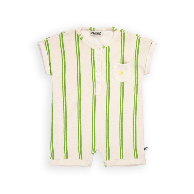 CarlijnQ(カーラインク) ／Stripes green - baby jumpsuit 24ss