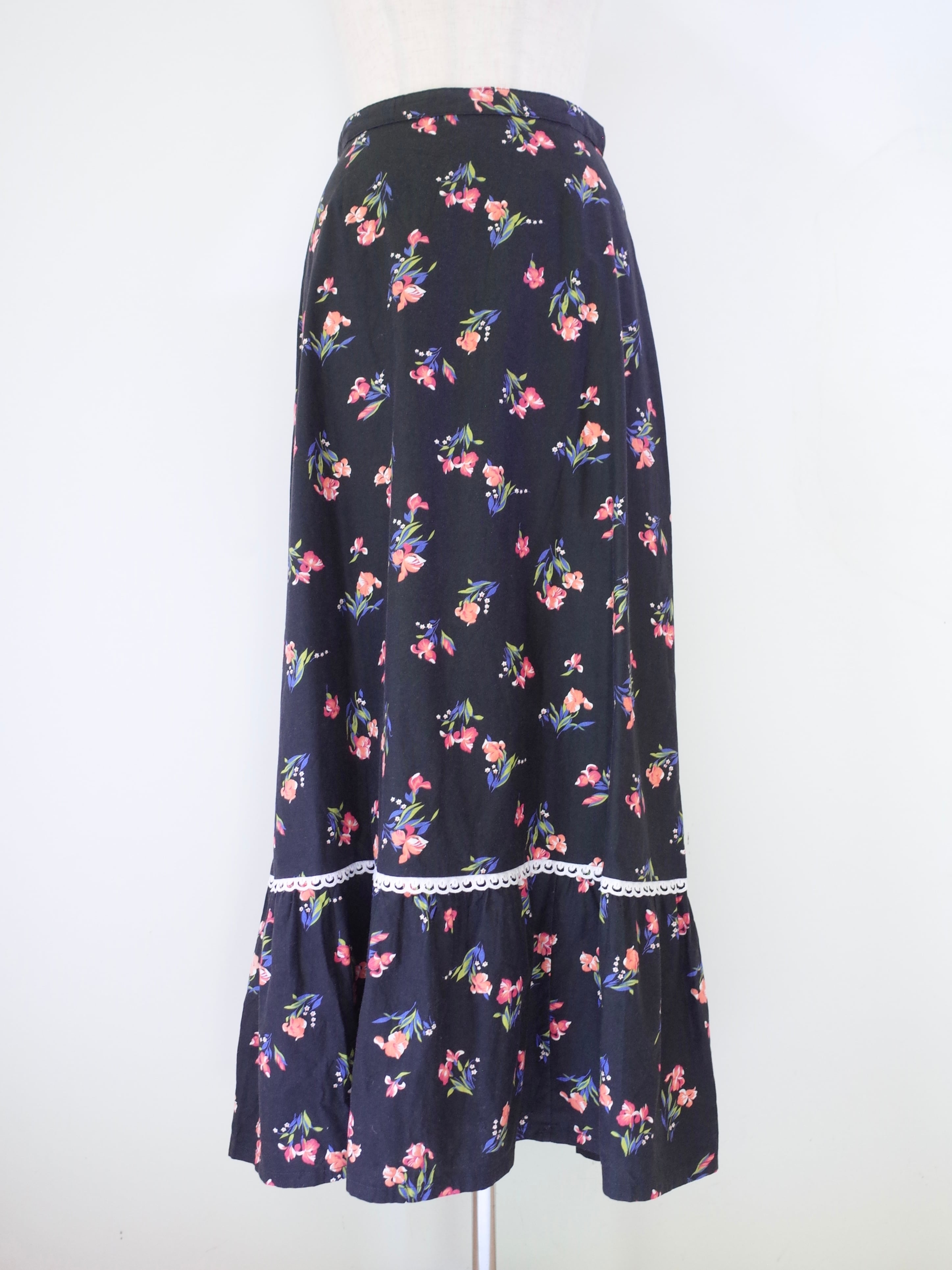 Euro flower print long skirt