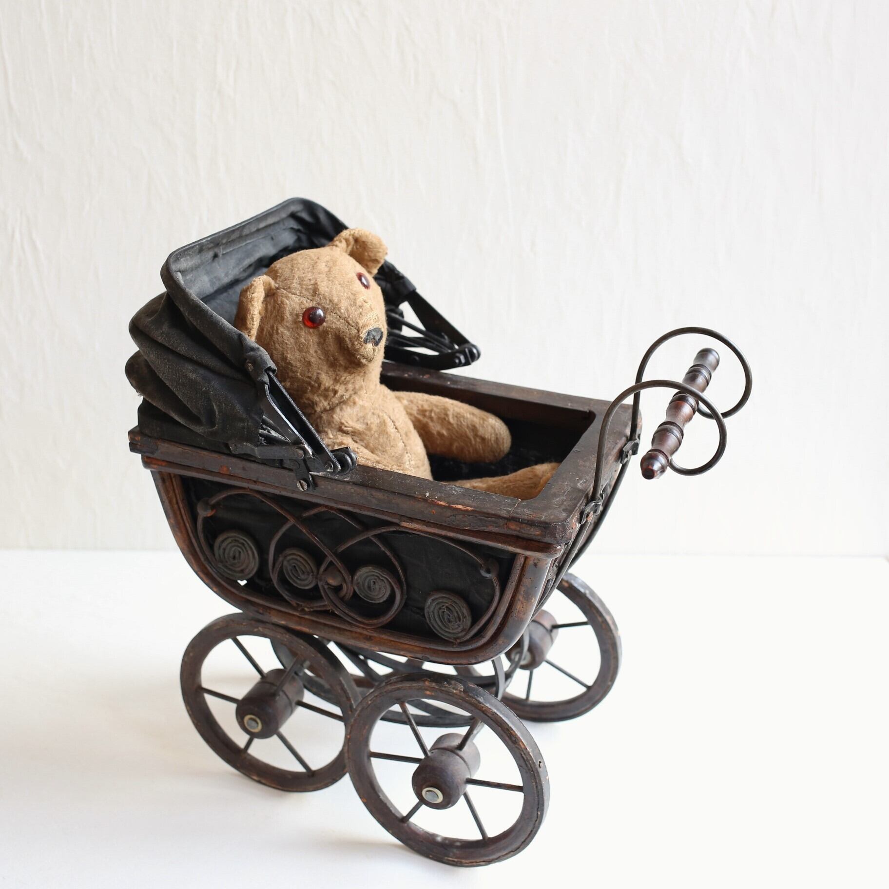 フランス アンティーク ヴィンテージ ドール用 ベビーカー (小) N-05177