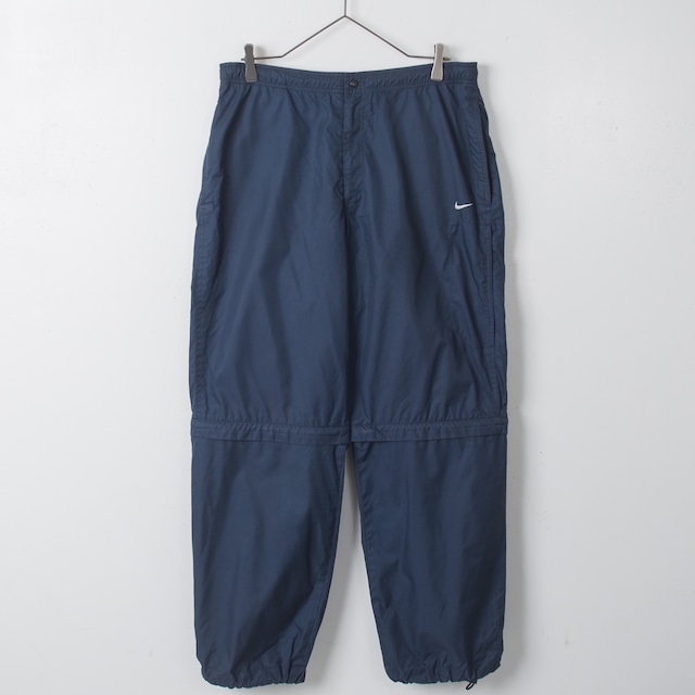 2000s "NIKE" embroidered detachable design wide silhouette nylon trousers / From EUROPE