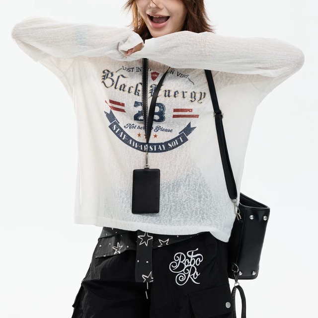 sheer graphic long-sleeve tee　シアーグラフィックロングティー　J2101