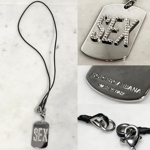 DOLCE&GABBANA silver color metal plate pendant necklace