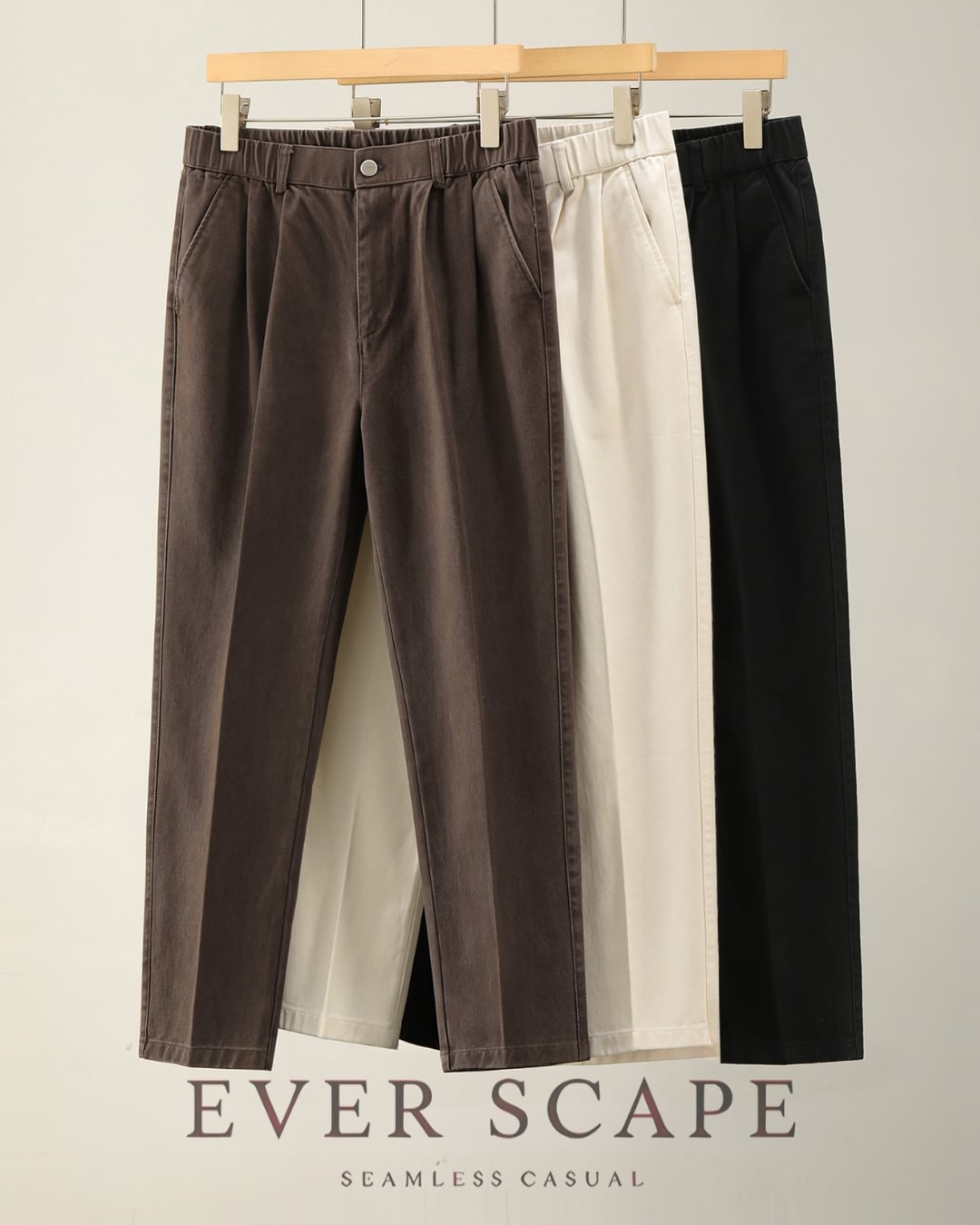 レトロ 伸縮性リラックスパンツ 3色 A0025