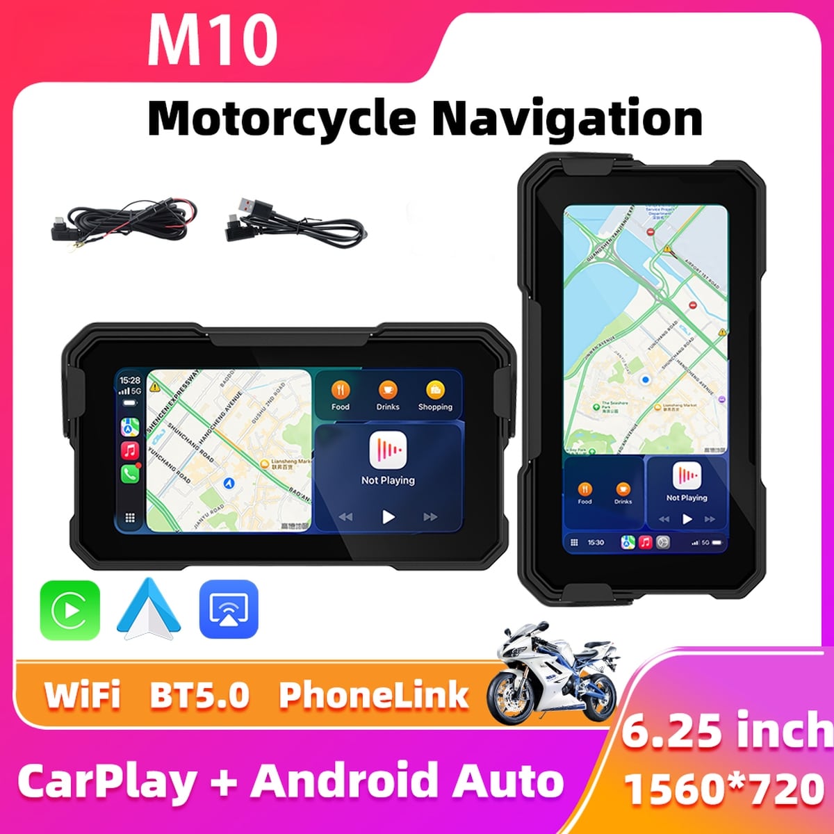 バイク用スマートモニター 6.25インチ CarPlay Android Auto