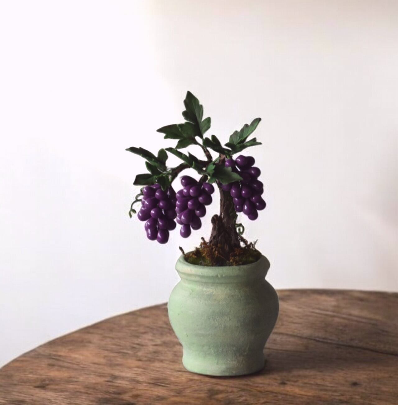◇粘土のお花◇ 小さなぶどう盆栽 紫 S1292 | oldfantasy