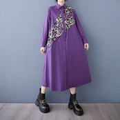 斜め柄 配色 シャツワンピース  00003