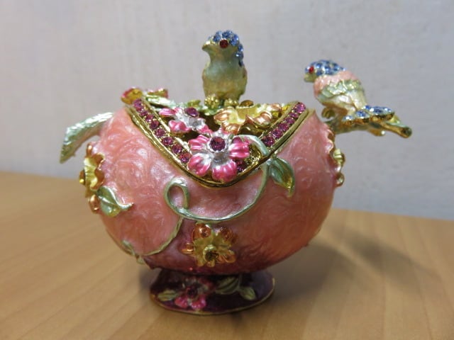 宝石箱 ジュエリーボックス ジュエリーケース 陶器製 小物入れ 青い