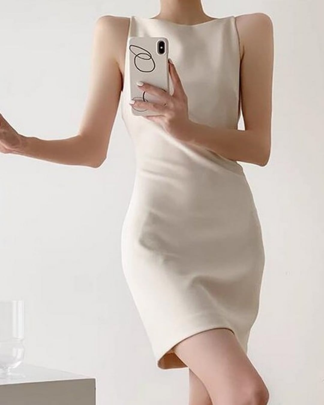 ボートネックノースリーブミニワンピース S24358