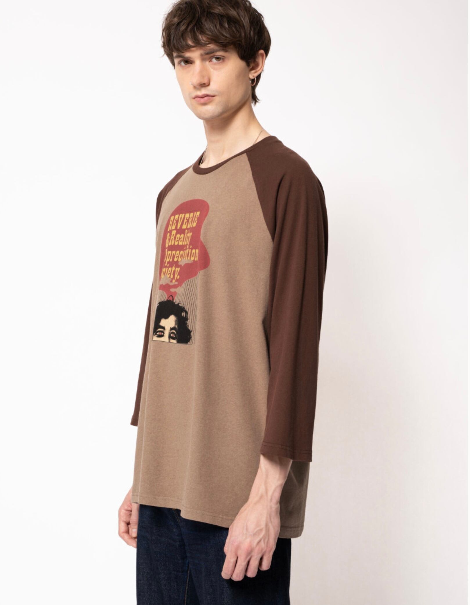 Nudie jeans ヌーディージーンズ 2022 SPRING COLLECTION Joey Reverie And Reality Brownmelange  ベースボールtee