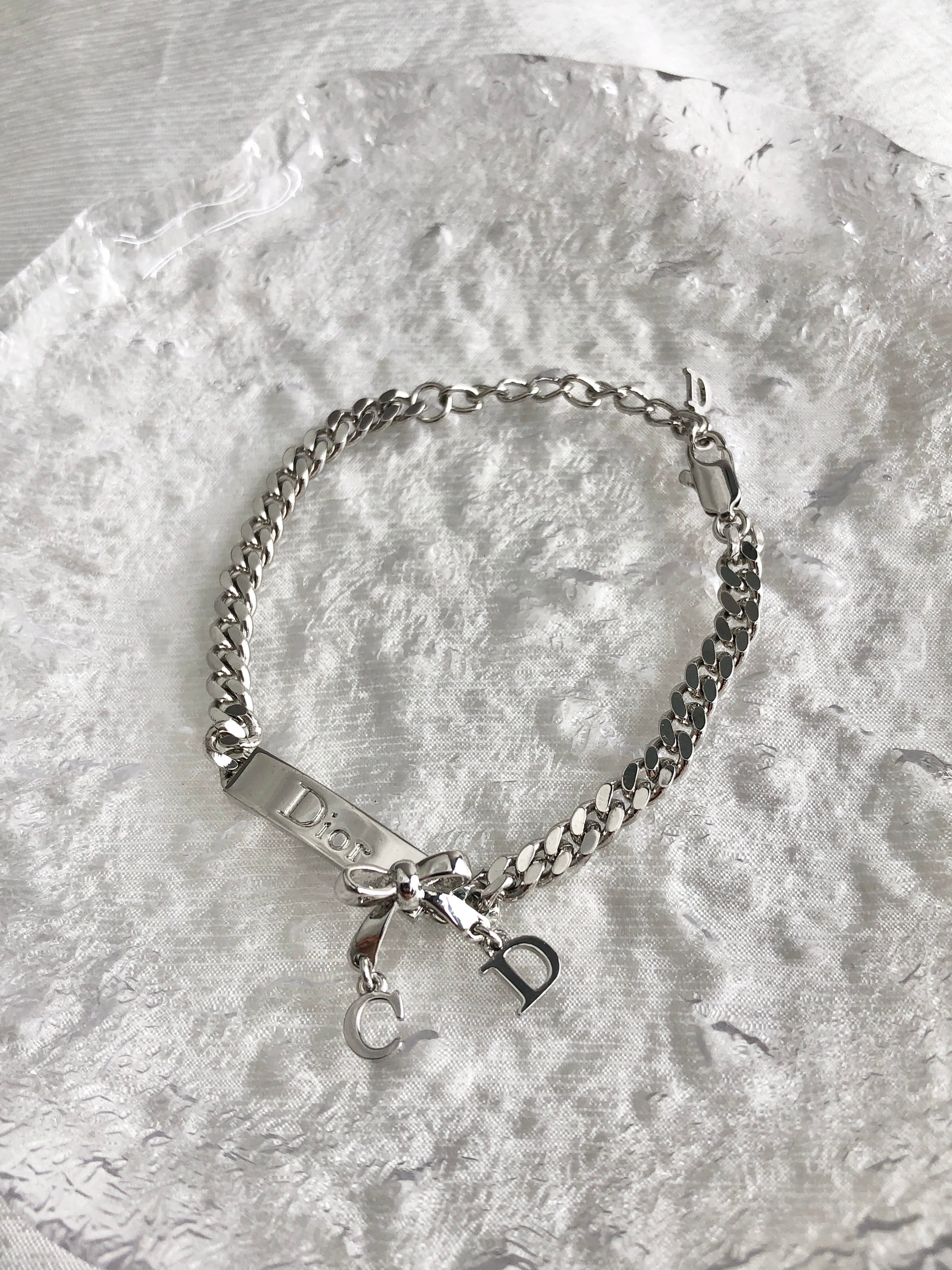 Christian Dior クリスチャン ディオール ブレスレット シルバー ロゴ リボン phcs32