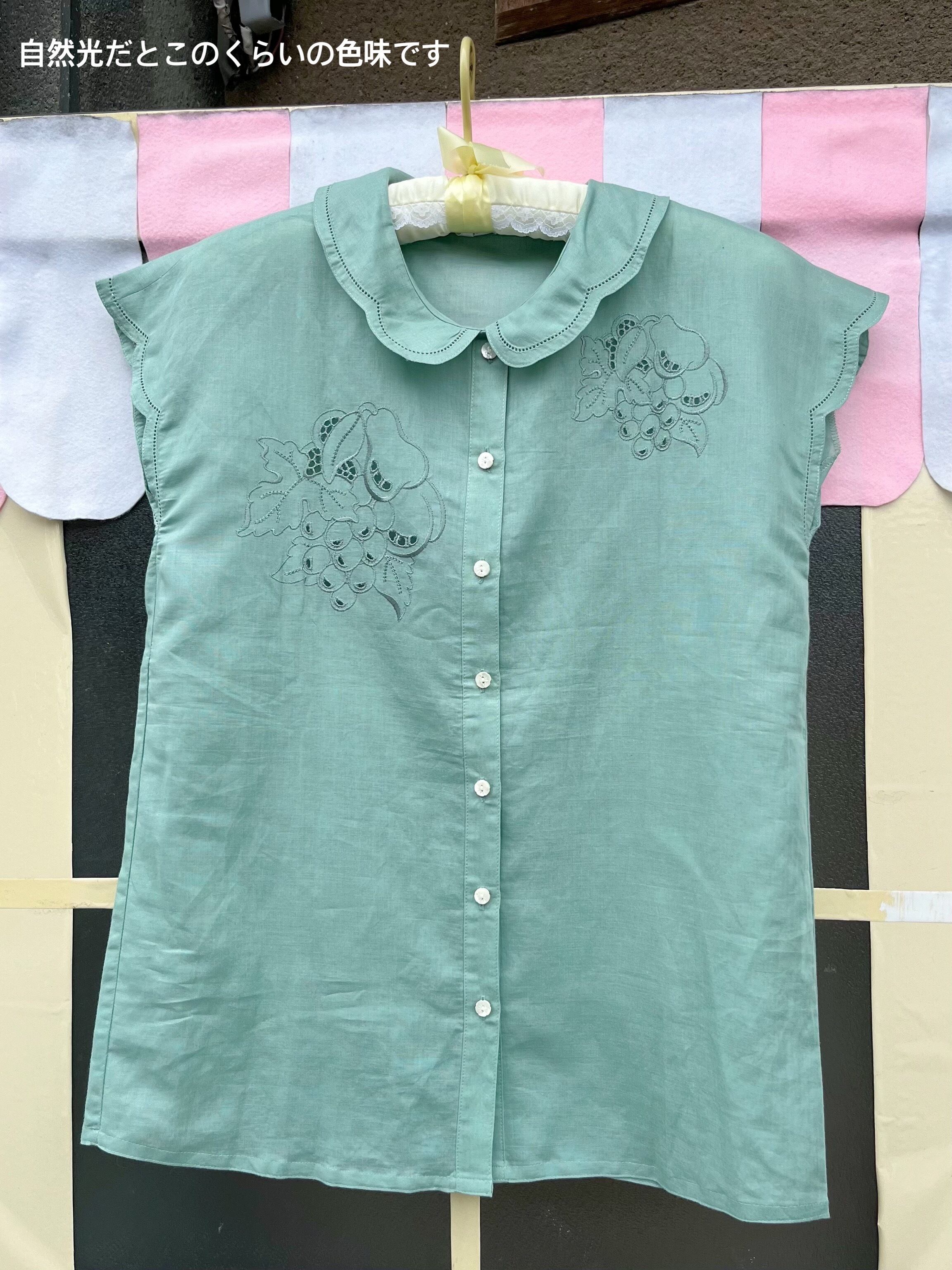 fruits embroidery scallop blouse