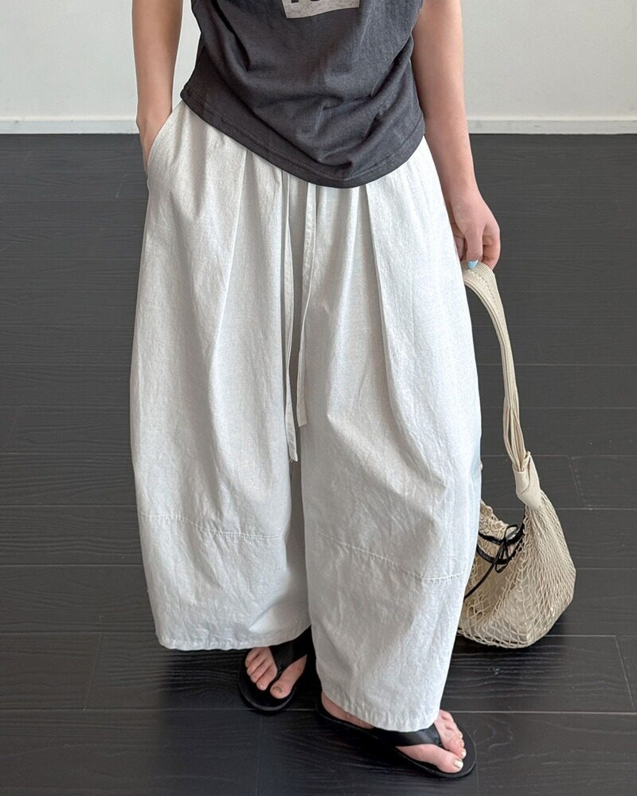 ドローストリングウエストワイドパンツ 2color A1044 - 12
