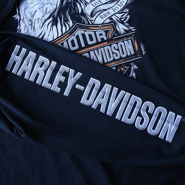 "HARLEY-DAVIDSON" XXXL super over silhouette multi print l/s tee