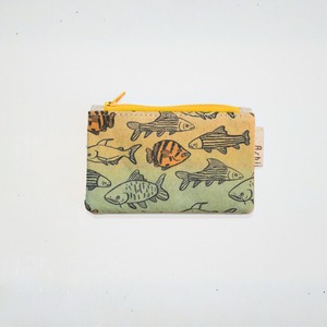 Ashi｜亜紙 Flat Pouch S＊Cambodia Fishes 淡水魚柄 紙ポーチ  バナナ ハンドメイド
