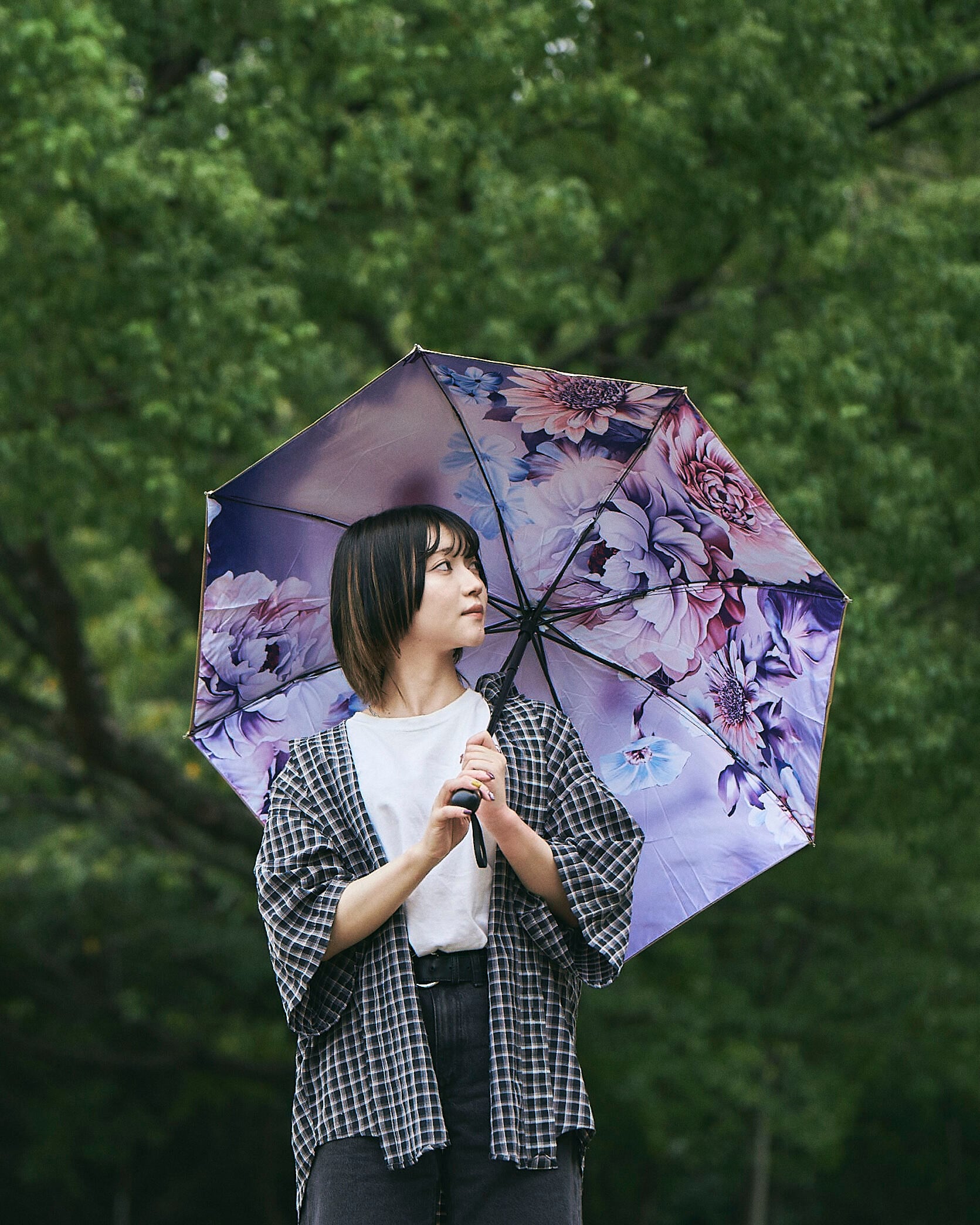 花の詩、空に舞う 三つ折り傘 [sam020] | 彩鳥