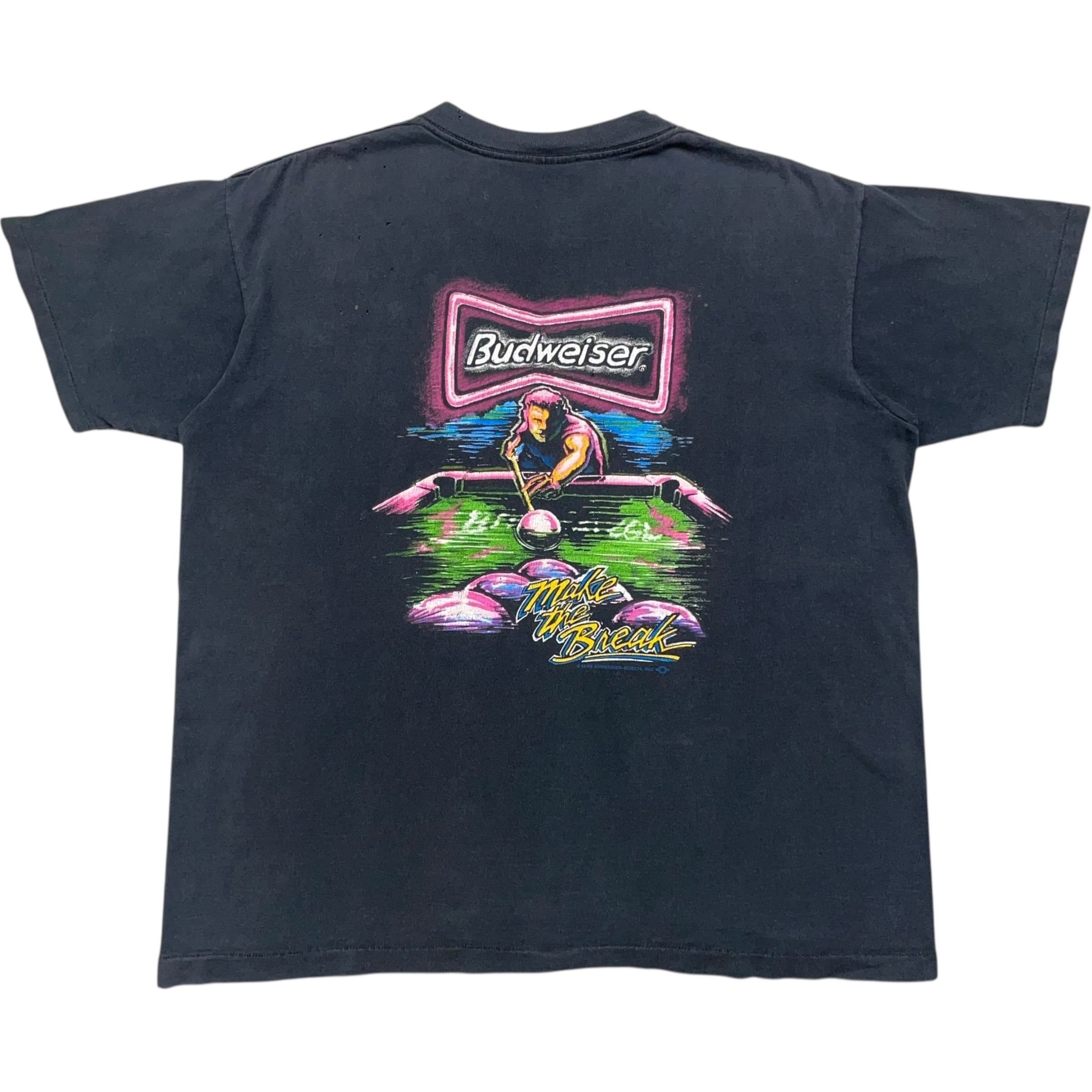 《M》Budweiser バドワイザー Tシャツ 両面プリント シングルステッチ ブラック no.7827