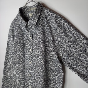 エルエルビーン　防シワ　L/Sシャツ　長袖　花柄　総柄　黒　M