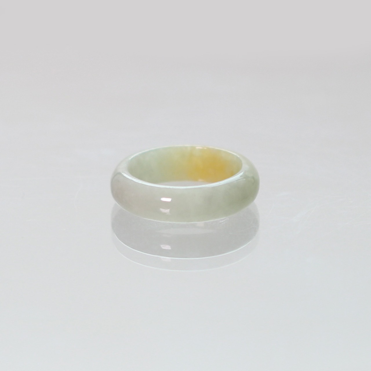 【13号】Point yellow 翡翠くり抜き甲丸リング A貨翡翠 jd_rg2395