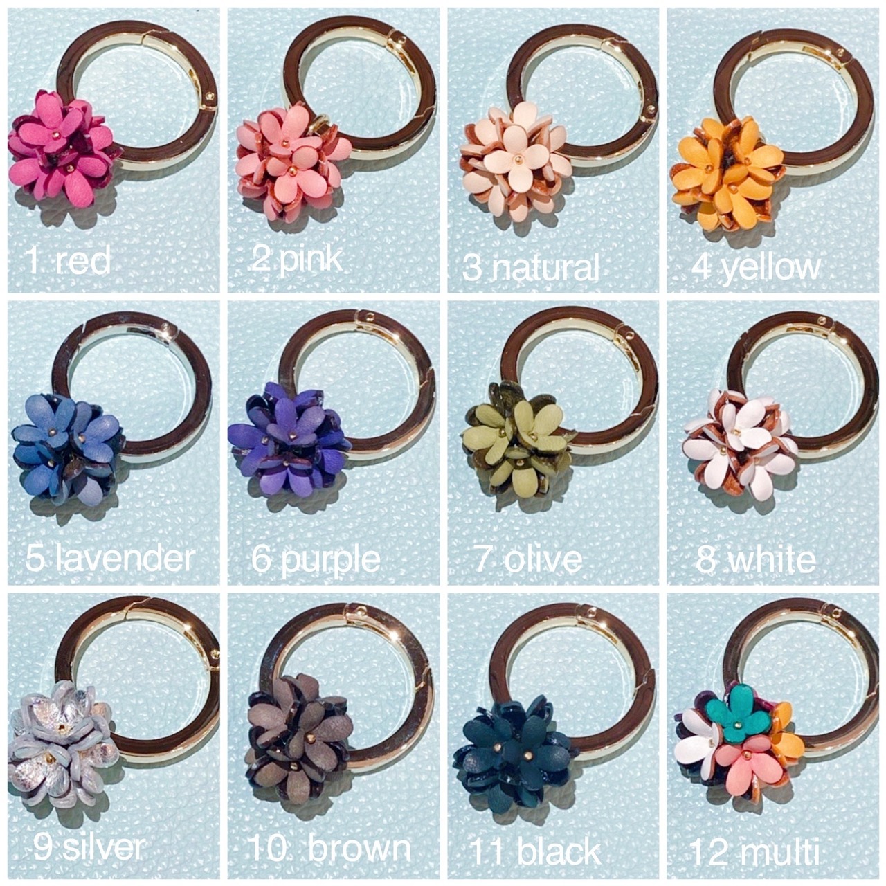 【手作りキット】推しカラーでも作れる ライラック花のカラビナチャーム(金具ゴールドカラー) - 2